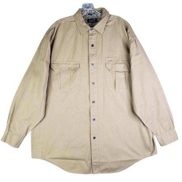 Ducks Unlimited Shirt Tan Khaki Button Down Men's Size XL Long Sleeve - Picture 2 of 8